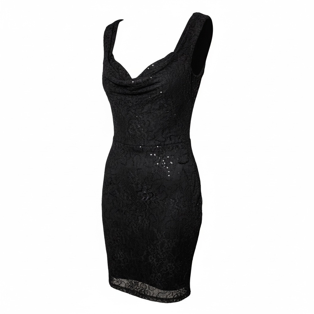 Windsor Black Lace Mini Dress with sequins prom